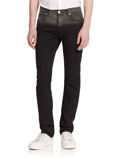 givenchy two-tone slim-fit straight jeans black grey|Slim fit jeans in denim .